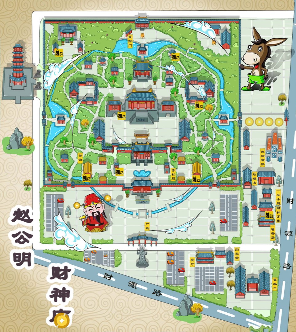 新化寺庙类手绘地图